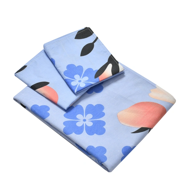 Panipat Textile Hub 140 TC Microfiber 3D Printed Flat Double Bedsheet  With 2 pillow cover - Double Bedsheet