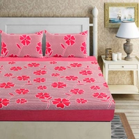 Panipat Textile Hub 140 TC Microfiber 3D Printed Flat Double Bedsheet  With 2 pillow cover - Double Bedsheet