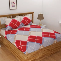 Panipat Textile Hub 140 TC Microfiber 3D Printed Flat Double Bedsheet  With 2 pillow cover - Double Bedsheet