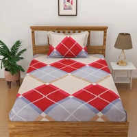 Panipat Textile Hub 140 TC Microfiber 3D Printed Flat Double Bedsheet  With 2 pillow cover - Double Bedsheet