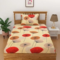 Panipat Textile Hub 140 TC Microfiber 3D Printed Flat Double Bedsheet  With 2 pillow cover - Single Bedsheet