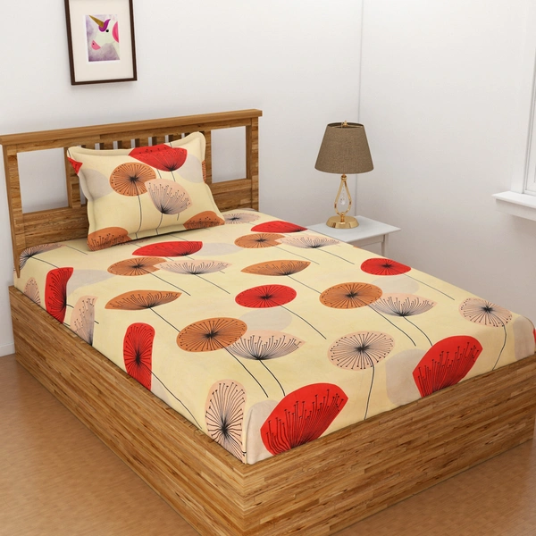 Panipat Textile Hub 140 TC Microfiber 3D Printed Flat Double Bedsheet  With 2 pillow cover - Single Bedsheet