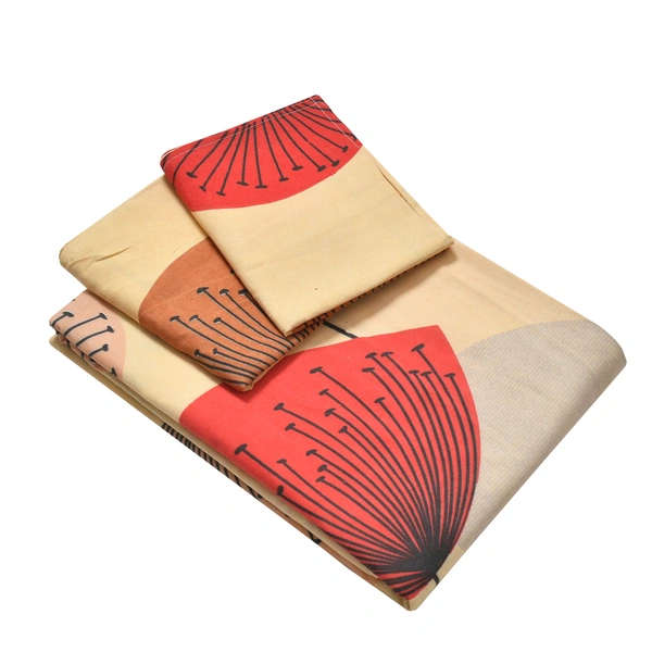 Panipat Textile Hub 140 TC Microfiber 3D Printed Flat Double Bedsheet  With 2 pillow cover - Single Bedsheet