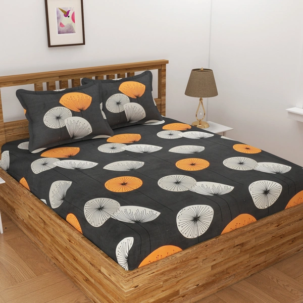 Panipat Textile Hub 140 TC Microfiber 3D Printed Flat Double Bedsheet  With 2 pillow cover - Single Bedsheet