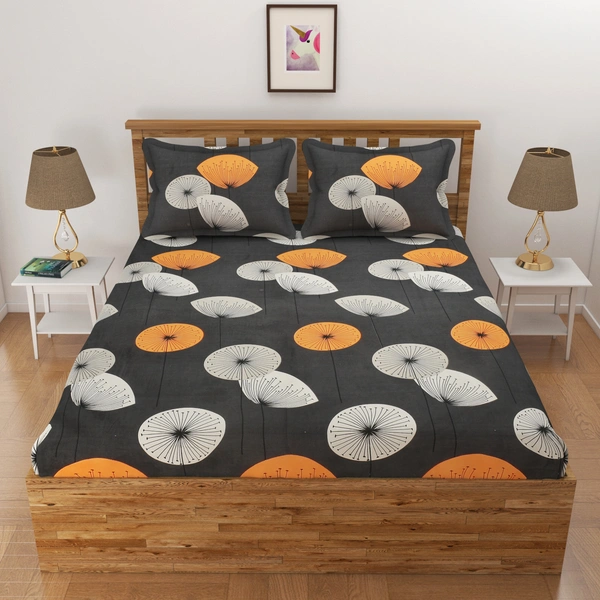 Panipat Textile Hub 140 TC Microfiber 3D Printed Flat Double Bedsheet  With 2 pillow cover - Single Bedsheet