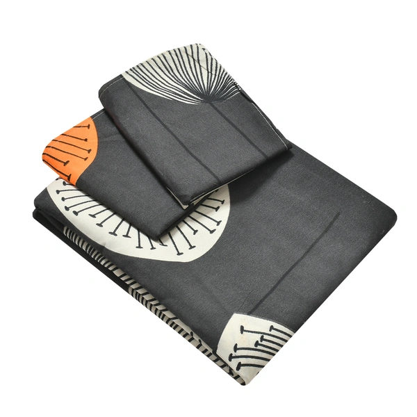 Panipat Textile Hub 140 TC Microfiber 3D Printed Flat Double Bedsheet  With 2 pillow cover - Single Bedsheet