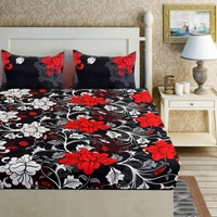 Panipat Textile Hub 140 TC Microfiber 3D Printed Flat Double Bedsheet  With 2 pillow cover - Double Bedsheet