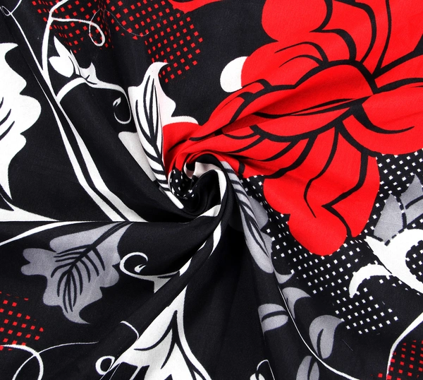 Panipat Textile Hub 140 TC Microfiber 3D Printed Flat Double Bedsheet  With 2 pillow cover - Double Bedsheet