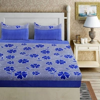 Panipat Textile Hub 140 TC Microfiber 3D Printed Flat Double Bedsheet  With 2 pillow cover - Double Bedsheet