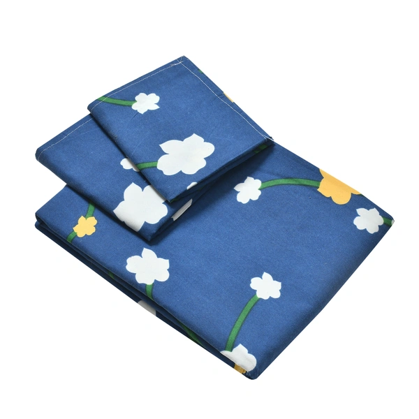 Panipat Textile Hub 140 TC Microfiber 3D Printed Flat Double Bedsheet  With 2 pillow cover - Double Bedsheet