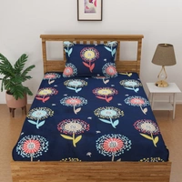 Panipat Textile Hub 140 TC Microfiber 3D Printed Flat Double Bedsheet  With 2 pillow cover - Single Bedsheet