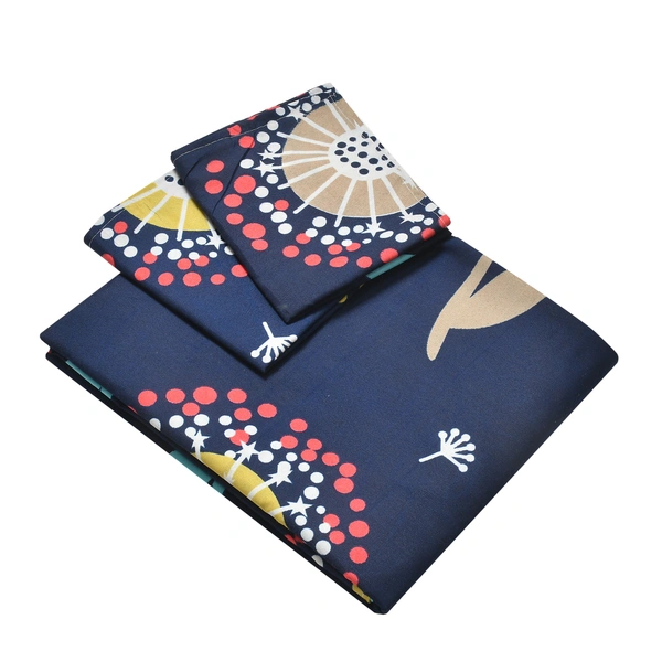 Panipat Textile Hub 140 TC Microfiber 3D Printed Flat Double Bedsheet  With 2 pillow cover - Single Bedsheet