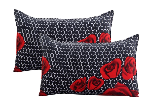 Panipat Textile Hub 140 TC Microfiber 3D Printed Flat Double Bedsheet  With 2 pillow cover - Double Bedsheet