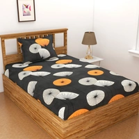 Panipat Textile Hub 140 TC Microfiber 3D Printed Flat Double Bedsheet  With 2 pillow cover - Double Bedsheet