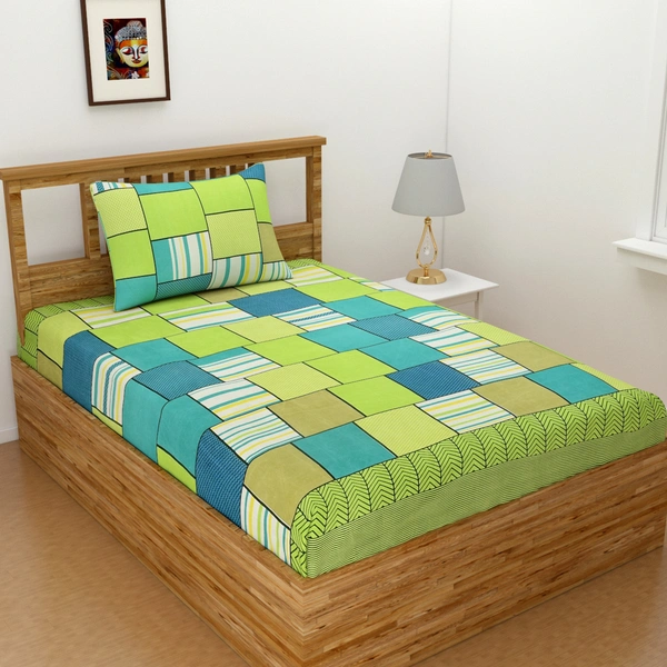 Panipat Textile Hub 140 TC Microfiber Combo Single Floral Flat Bedsheet ( 2 Single Bedsheet with 2 pillow cover) - Single Bedsheet