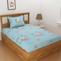 Panipat Textile Hub 140 TC Microfiber Combo Single Floral Flat Bedsheet ( 2 Single Bedsheet with 2 pillow cover) - Single Bedsheet