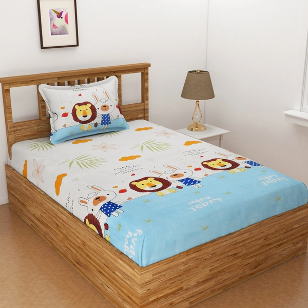 Panipat Textile Hub 140 TC Microfiber Combo Single Floral Flat Bedsheet ( 2 Single Bedsheet with 2 pillow cover) - Single Bedsheet