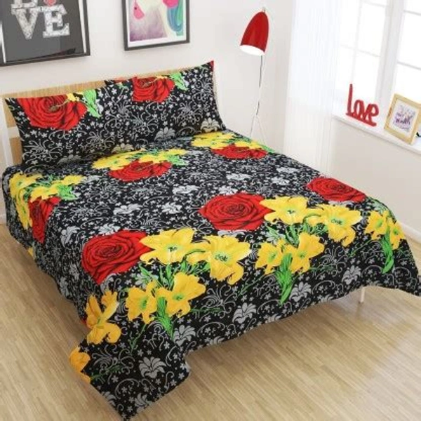 Panipat Textile Hub 140 TC Microfiber Double Floral Flat Bedsheet  (Pack of 1) - Double Bedsheet