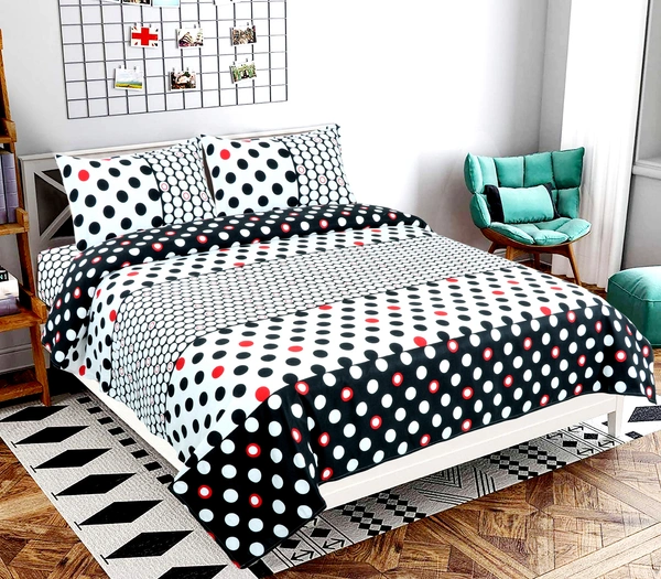 Panipat Textile Hub 140 TC Microfiber Double Floral Flat Bedsheet  with 2 pillow cover - Double Bedsheet