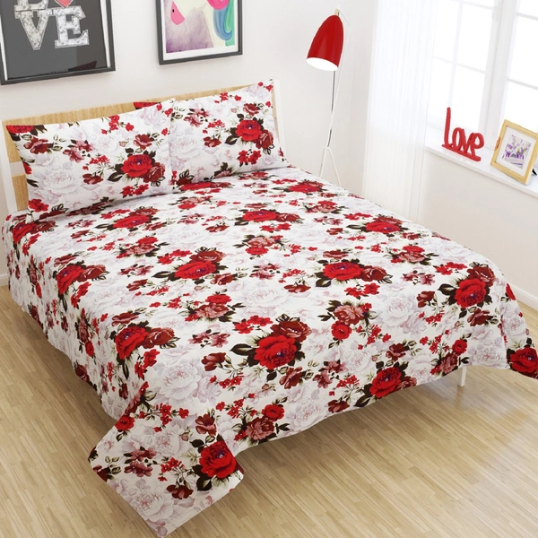 Panipat Textile Hub 140 TC Microfiber Double Floral Flat Bedsheet  (Pack of 1) - Double Bedsheet