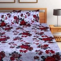 Panipat Textile Hub 140 TC Microfiber Double Floral Flat Bedsheet  (Pack of 1) - Double Bedsheet