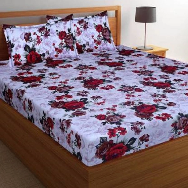 Panipat Textile Hub 140 TC Microfiber Double Floral Flat Bedsheet  (Pack of 1) - Double Bedsheet
