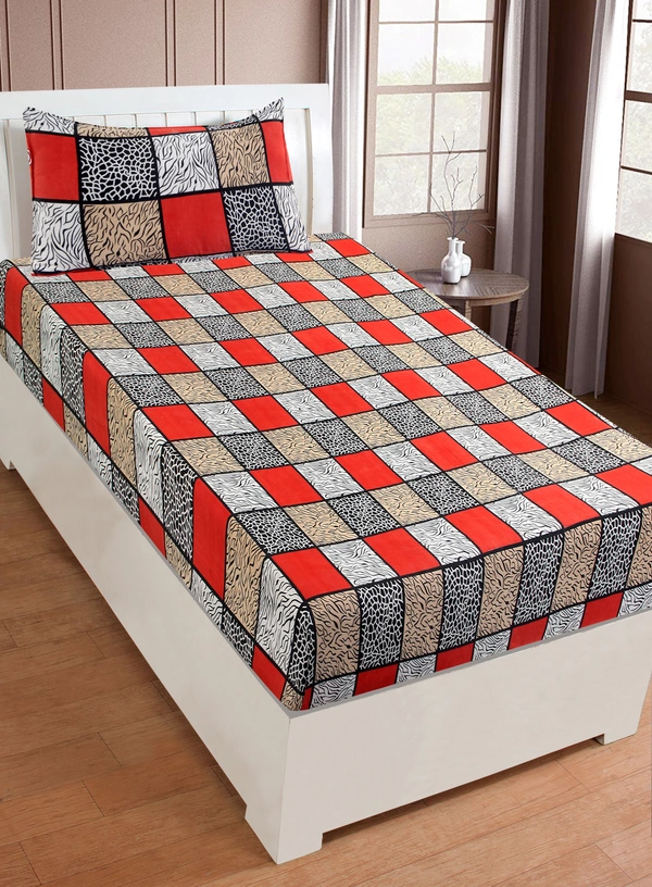 Panipat Textile Hub 140 TC Microfiber Single Floral Flat Bedsheet with 1 pillow cover - Single Bedsheet