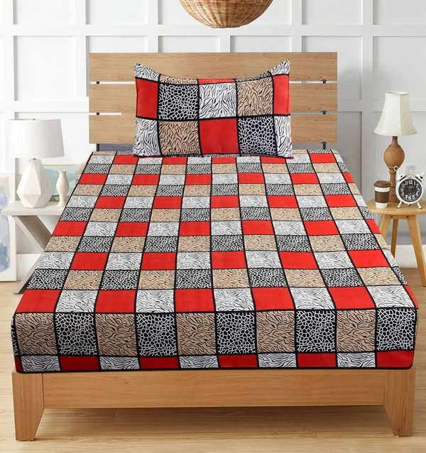 Panipat Textile Hub 140 TC Microfiber Single Floral Flat Bedsheet with 1 pillow cover - Single Bedsheet