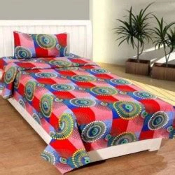 Panipat Textile Hub 140 TC Microfiber Single Floral Flat Bedsheet with 1 pillow cover - Single Bedsheet