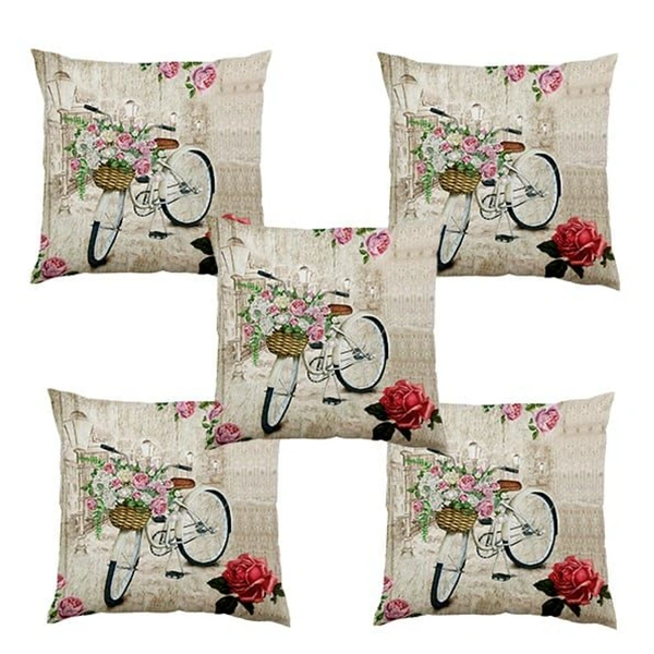 Panipat Textile Hub 3D digital printed Cushion Cover Pack of 5 ( 16 inch x 16 Inch)