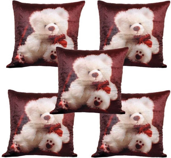 Panipat Textile Hub 3D digital printed Cushion Cover Pack of 5 ( 16 inch x 16 Inch)