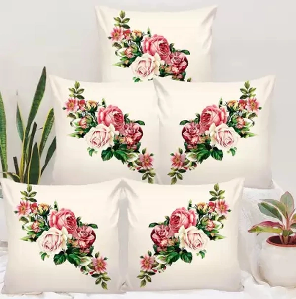 Panipat Textile Hub 3D digital printed Cushion Cover Pack of 5 ( 16 inch x 16 Inch)