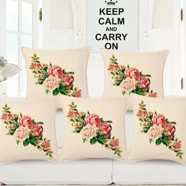 Panipat Textile Hub 3D digital printed Cushion Cover Pack of 5 ( 16 inch x 16 Inch)