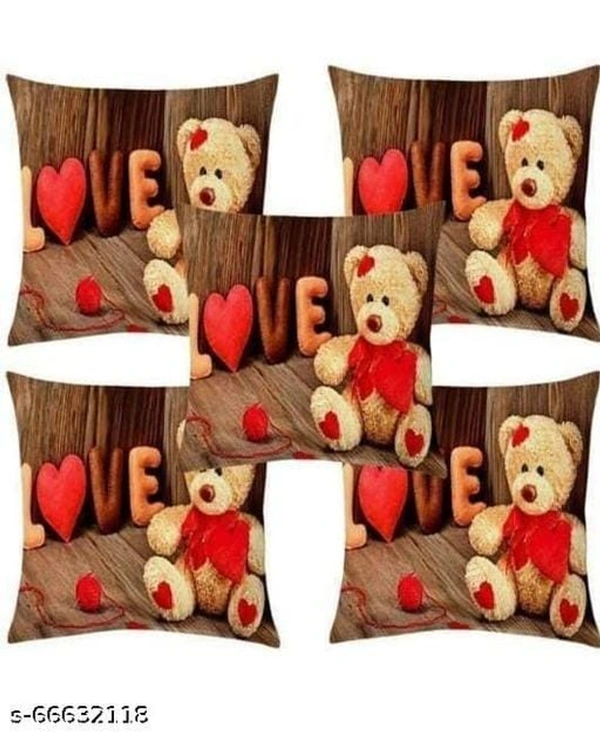 Panipat Textile Hub 3D digital printed Cushion Cover Pack of 5 ( 16 inch x 16 Inch)