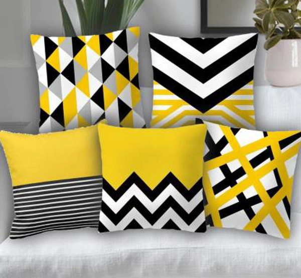 Panipat Textile Hub 3D digital printed Cushion Cover Pack of 5 ( 16 inch x 16 Inch)