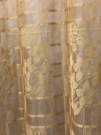 Panipat Textile Hub  Net Semi Transparent Floral Curtains (Floral Design, Gold) Pack of 2 - Long Door (4x9 Feet)