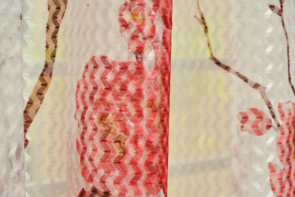 Panipat Textile Hub  Net Semi Transparent Floral Curtains (Floral Design, Maroon) Pack of 2 - Long Door (4x9 Feet)