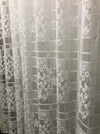 Panipat Textile Hub  Net Semi Transparent Floral Curtains (Floral Design, Cream) Pack of 2 - Long Door (4x9 Feet)