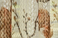 Panipat Textile Hub  Net Semi Transparent Floral Curtains (Floral Design, Brown) Pack of 2 - Long Door (4x9 Feet)