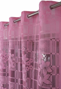 Panipat Textile Hub  Net Semi Transparent Floral Curtains (Floral Design, Pink) Pack of 2 - Long Door (4x9 Feet)