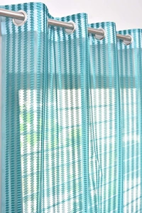 Panipat Textile Hub  Net Semi Transparent tissue Curtain (Self Design, AQUA) Pack of 2 - Door (4x7 Feet)