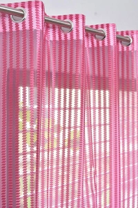 Panipat Textile Hub  Net Semi Transparent tissue Curtain (Self Design, Rani Pink Tissue) Pack of 2 - Window (4x5 Feet)