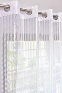 Panipat Textile Hub  Net Semi Transparent tissue Curtain (Self Design, White Tissue) Pack of 2 - Long Door (4x9 Feet)