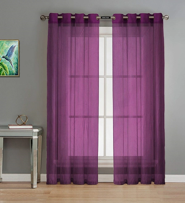 Panipat Textile Hub  Net Semi Transparent tissue Curtain (Self Design, Wine Tissue) Pack of 2 - Long Door (4x9 Feet)