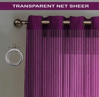 Panipat Textile Hub  Net Semi Transparent tissue Curtain (Self Design, Wine Tissue) Pack of 2 - Long Door (4x9 Feet)