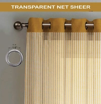 Panipat Textile Hub  Net Semi Transparent tissue Curtain (Self Design, GoldenTissue) Pack of 2 - Long Door (4x9 Feet)