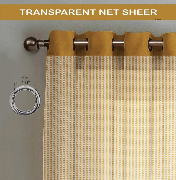 Panipat Textile Hub  Net Semi Transparent tissue Curtain (Self Design, GoldenTissue) Pack of 2 - Long Door (4x9 Feet)