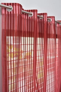 Panipat Textile Hub  Net Semi Transparent tissue Curtain (Self Design, Maroon Tissue) Pack of 2 - Door (4x7 Feet)