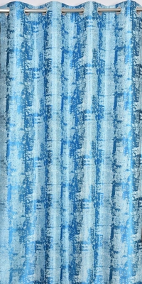 Panipat Textile Hub Polyester Eyelet Aqua Designer Print curtains Pack of 2 - Long Door (4x9 Feet)