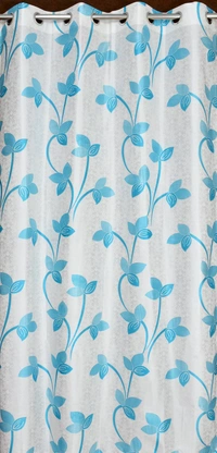 Panipat Textile Hub Polyester Eyelet Aqua Designer Print curtains Pack of 2 - Window (4x5 Feet)